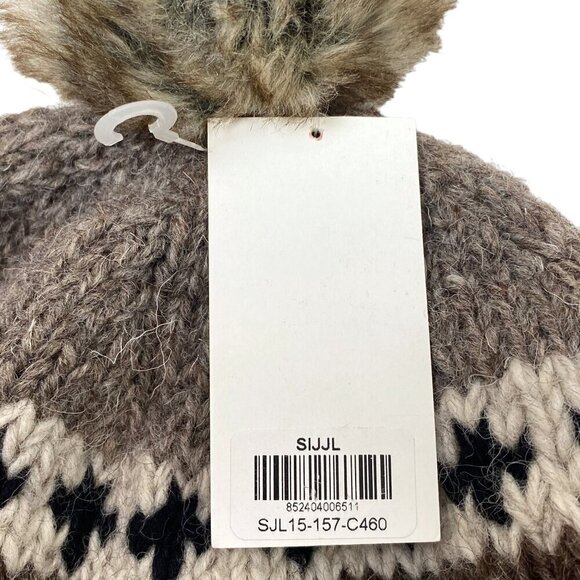Nepal Wool Hat Brown Knit Ear Flaps with Pompoms Fleece Lined by Sijjl NWT - Picture 4 of 10